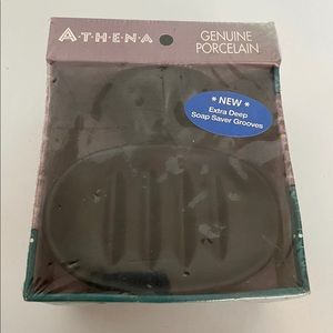 Wrought iron black Athena soap dish genuine porcelain